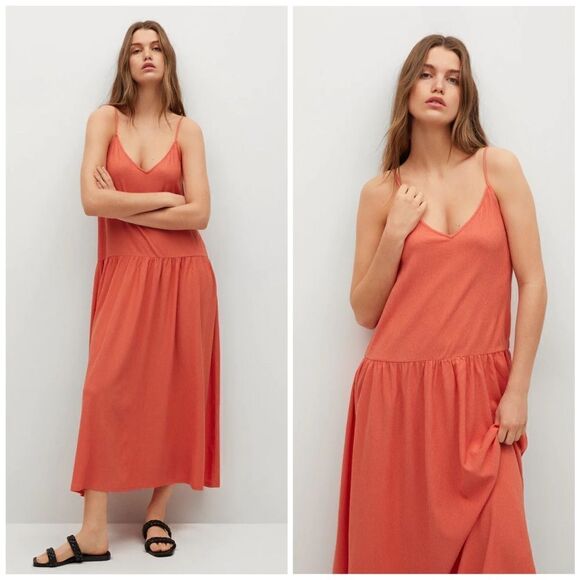 Mango Voluminous Dress Midi New - Picture 1 of 8